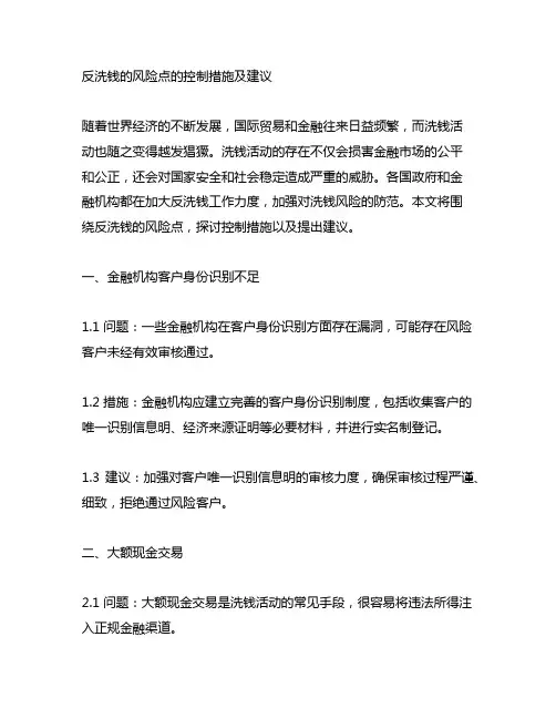反洗钱的风险点的控制措施及建议