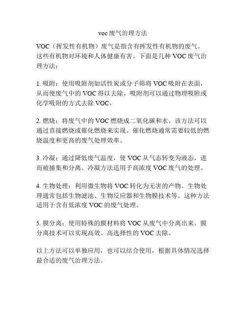 voc废气治理方法