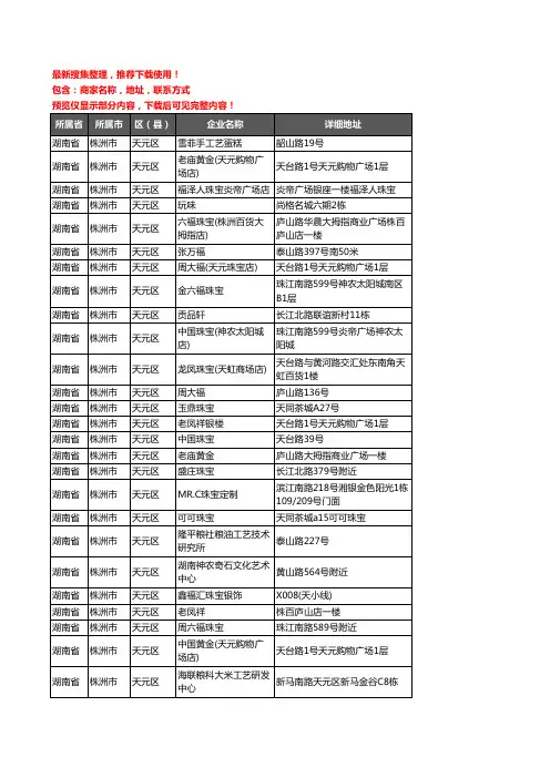新版湖南省株洲市天元区工艺品企业公司商家户名录单联系方式地址大全28家