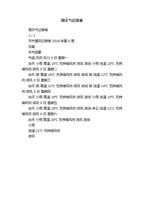 周天气记录表