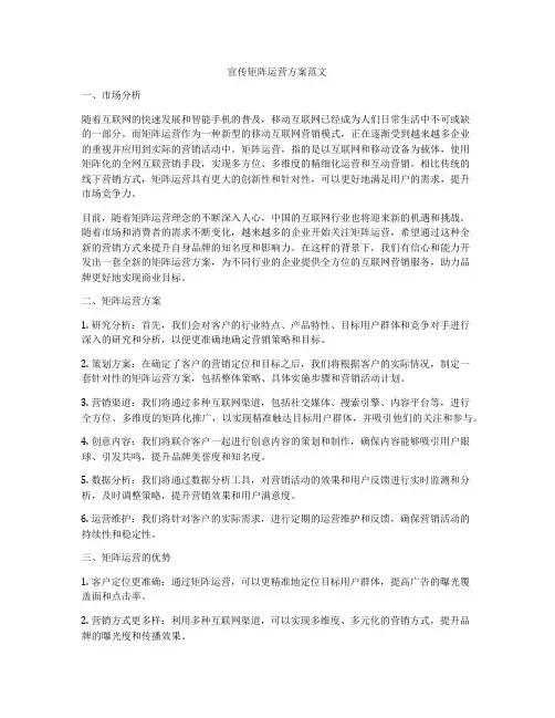 宣传矩阵运营方案范文