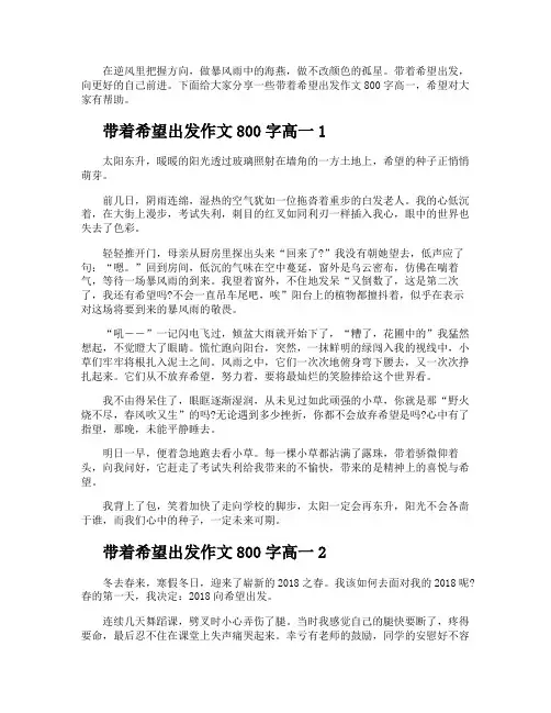 带着希望出发作文800字高一