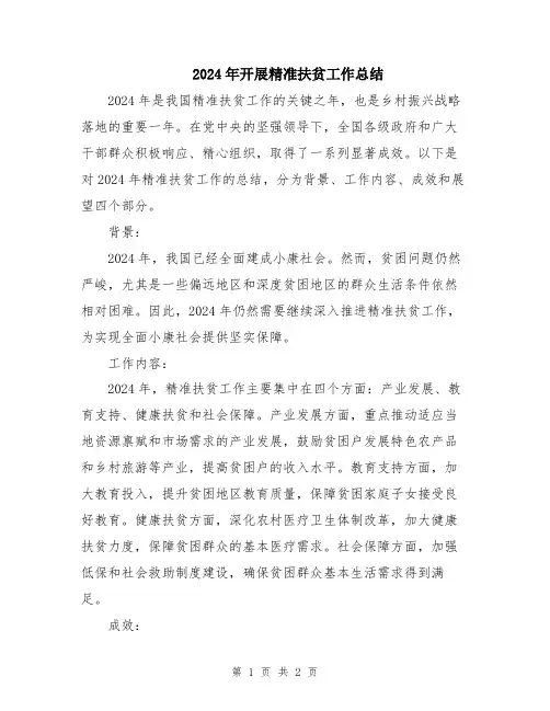 2024年开展精准扶贫工作总结