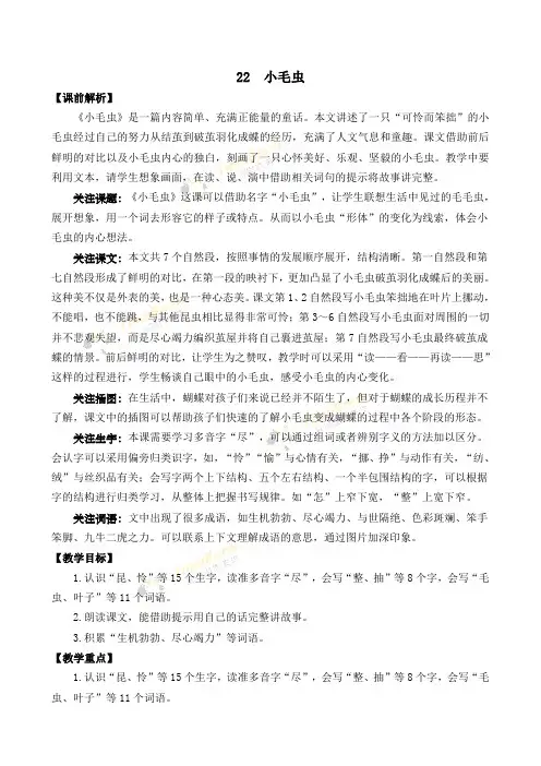 22 小毛虫 名师教案