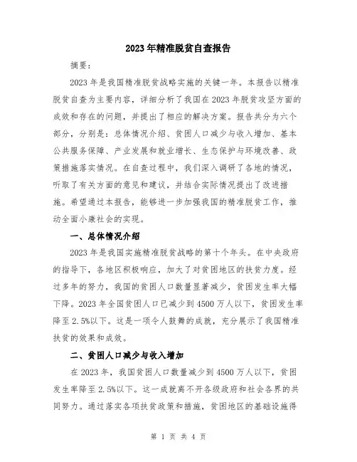 2023年精准脱贫自查报告