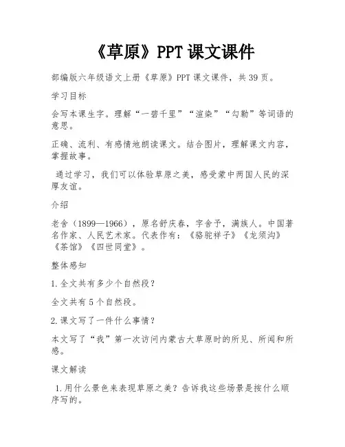 《草原》PPT课文课件 