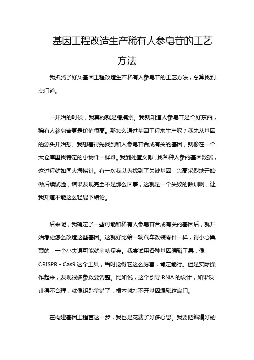 基因工程改造生产稀有人参皂苷的工艺方法