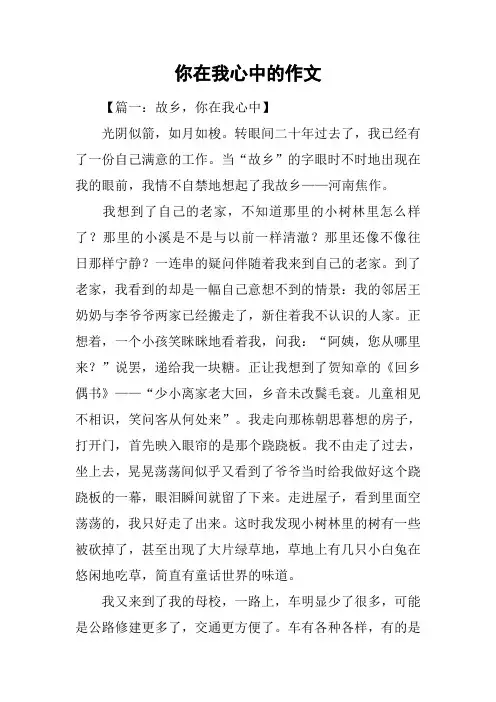 你在我心中的作文