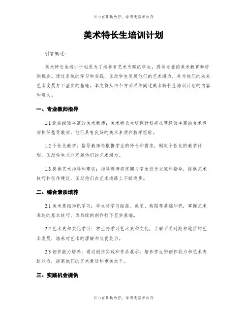 美术特长生培训计划 5