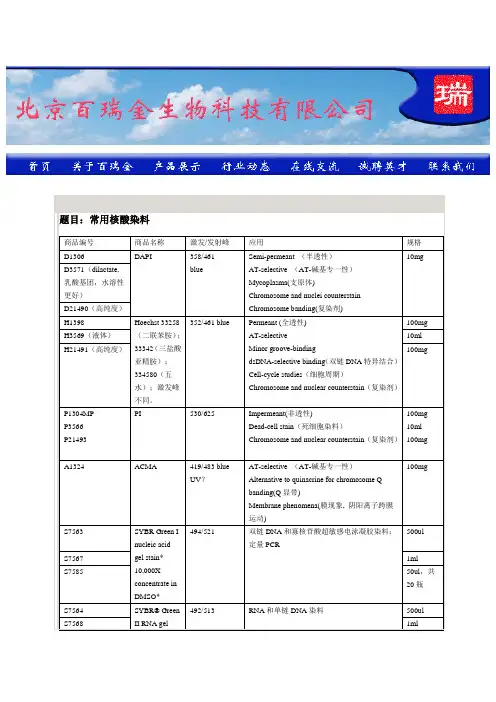 常用核酸染料