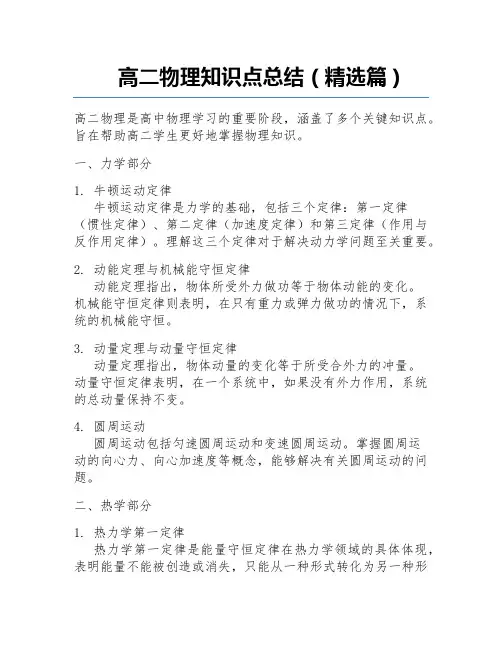 高二物理知识点总结(精选篇)