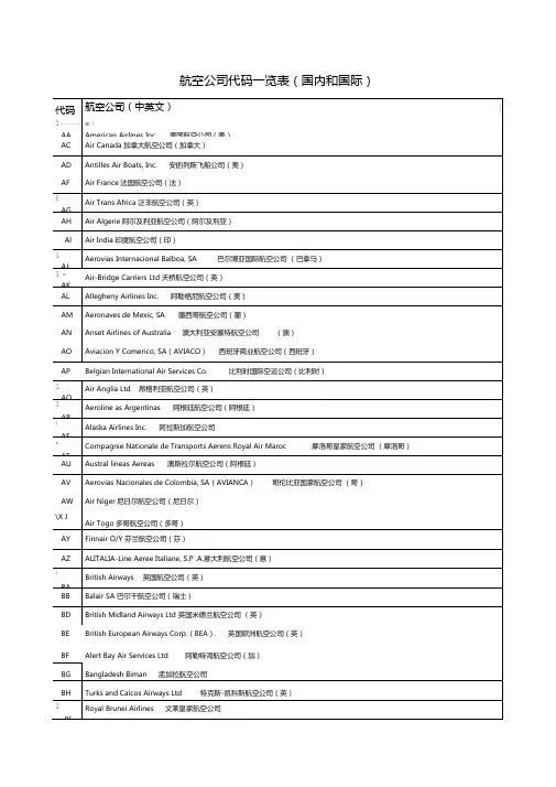 航空公司代码