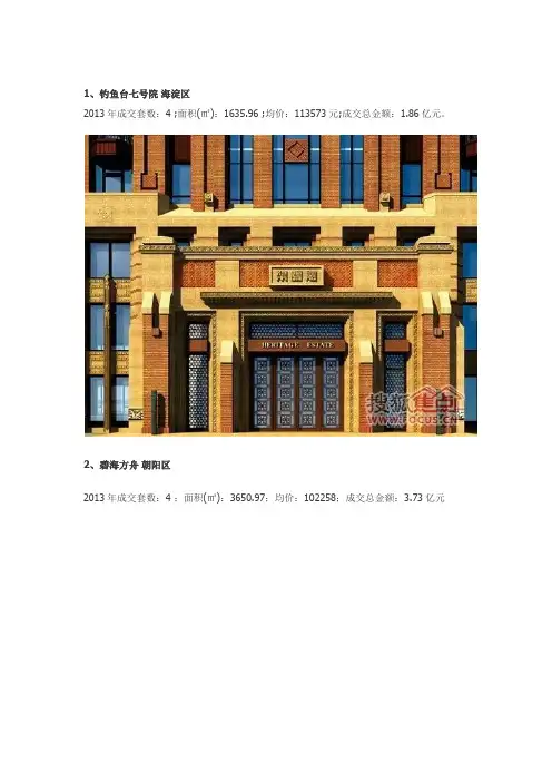 北京最贵的9大“富豪”楼盘 让人不忍直视