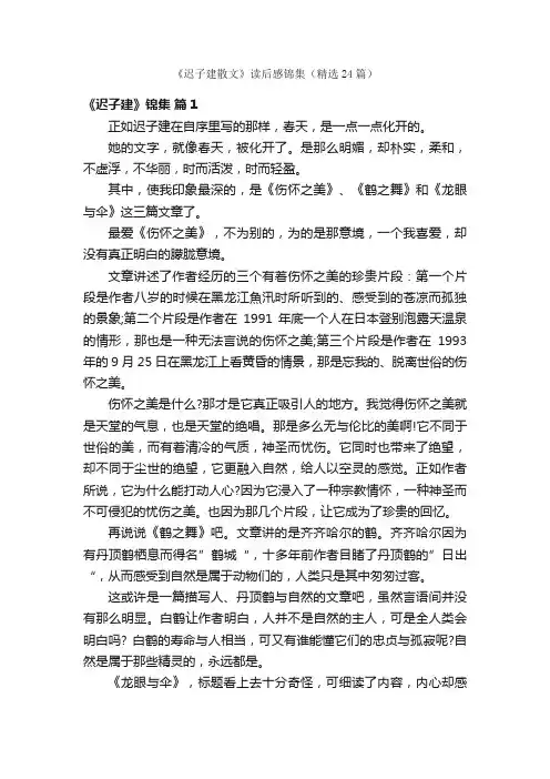 《迟子建散文》读后感锦集（精选24篇）