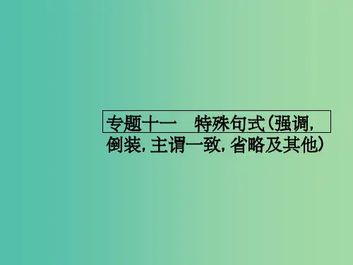 高考英语二轮复习 专题十一 特殊句式(强调,倒装,主谓一致,省略及其他)课件 (2)