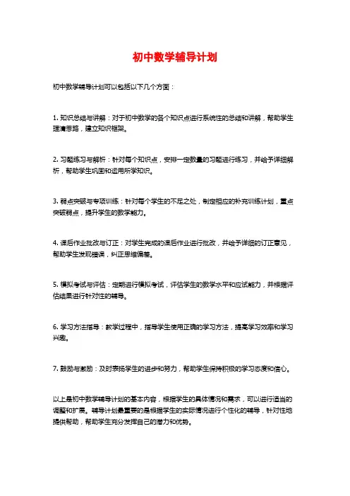 初中数学辅导计划