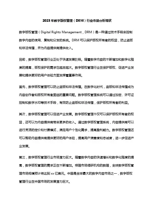 2023年数字版权管理(DRM)行业市场分析现状