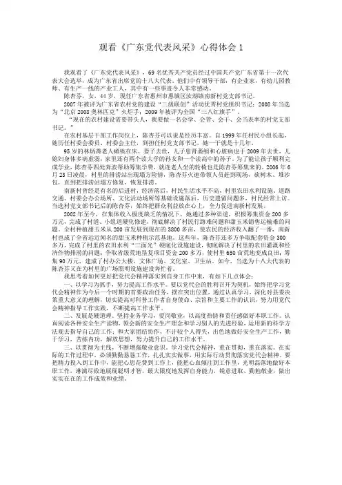 观看《广东党代表风采》心得体会2