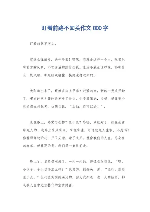 盯着前路不回头作文800字