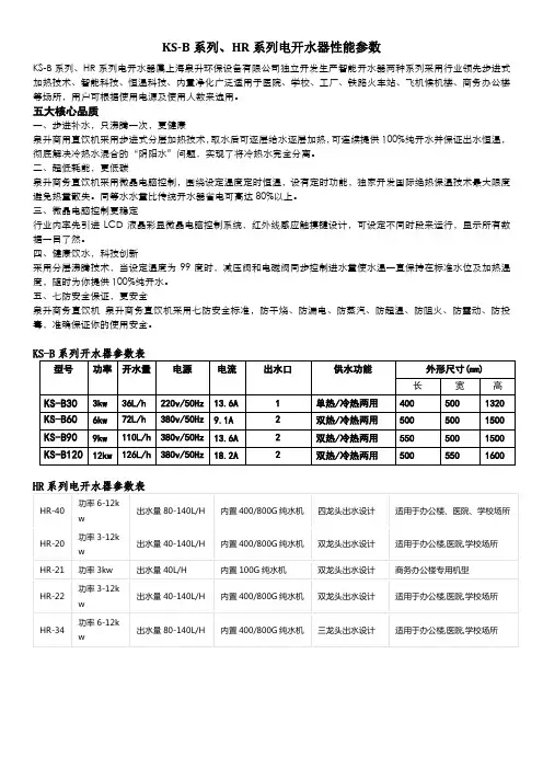 KS-B系列 HR系列电开水器参数表