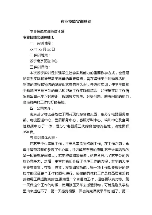 专业技能实训总结6篇