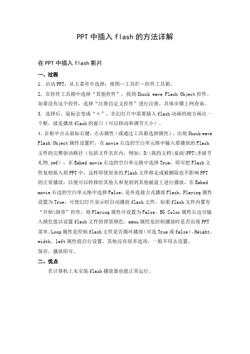 文档：PPT中插入flash的方法详解