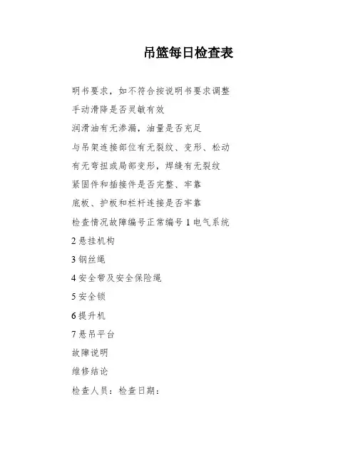 吊篮每日检查表