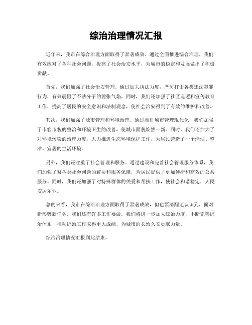 综治治理情况汇报
