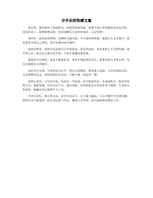 分手后的伤感文案