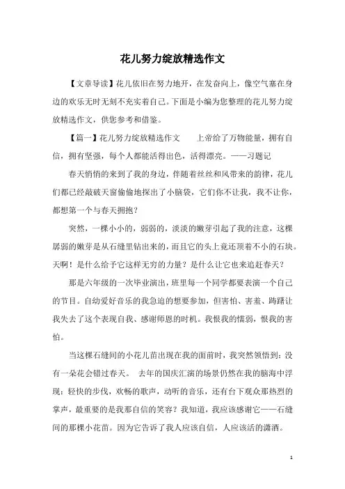 花儿努力绽放精选作文