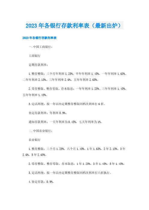 2023年各银行存款利率表(最新出炉)