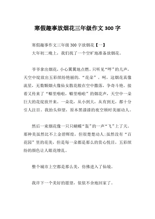 寒假趣事放烟花三年级作文300字