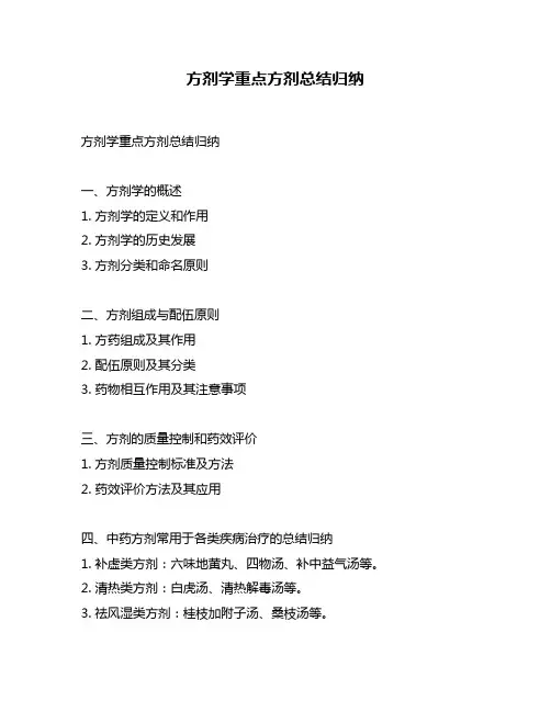 方剂学重点方剂总结归纳
