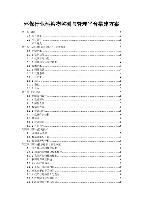 环保行业污染物监测与管理平台搭建方案