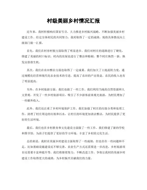 村级美丽乡村情况汇报