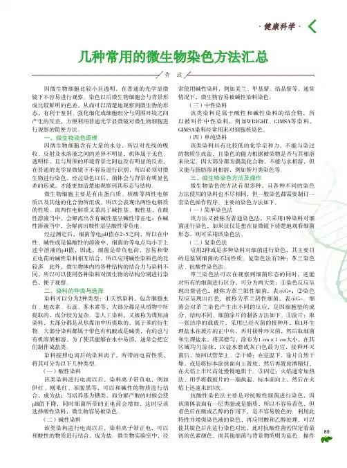 几种常用的微生物染色方法汇总