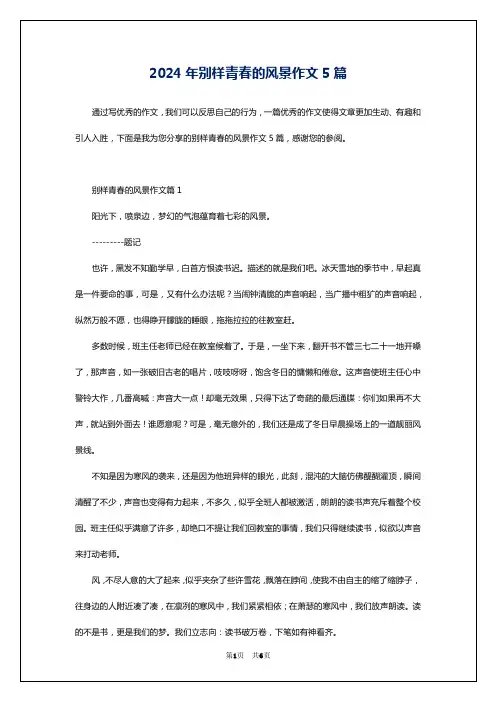 2024年别样青春的风景作文5篇