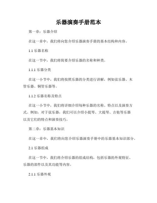 乐器演奏手册范本