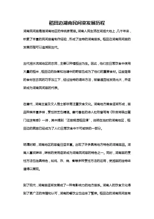 稻田边湖南民间菜发展历程