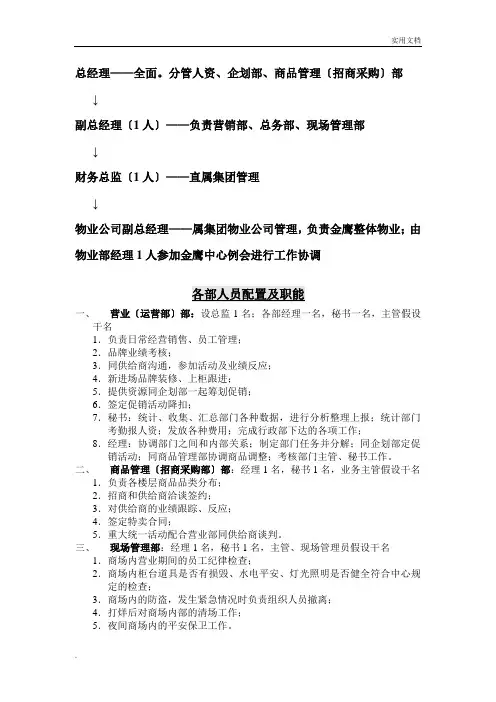 大型商场组织架构图(参考)