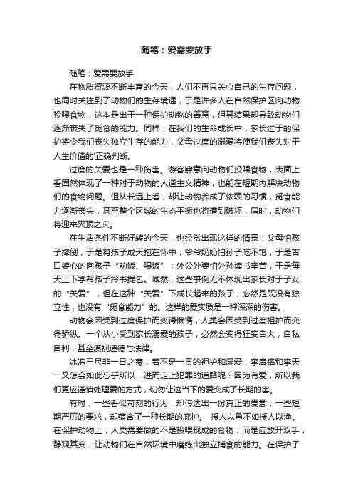 随笔：爱需要放手