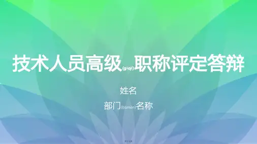 软件开发人员职称评定答辩PPT