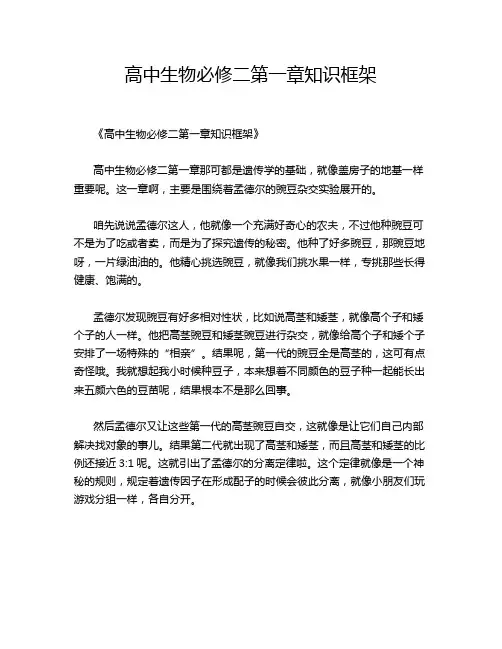 高中生物必修二第一章知识框架
