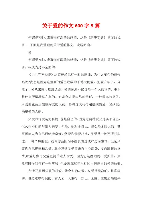 关于爱的作文600字5篇