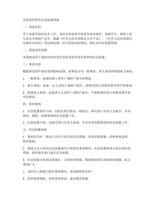 学校意外伤害应急处置预案