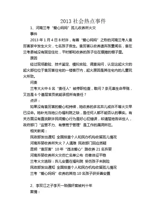 2013年社会热点事件