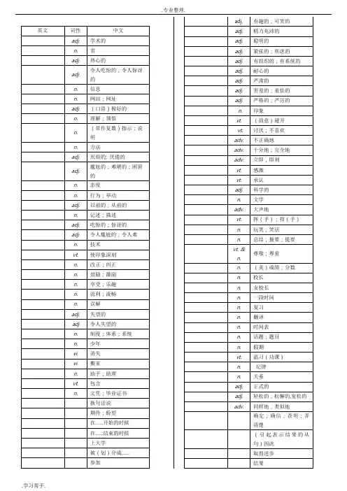 外研版高中英语必修一到选修八单词汇总表(带音标)