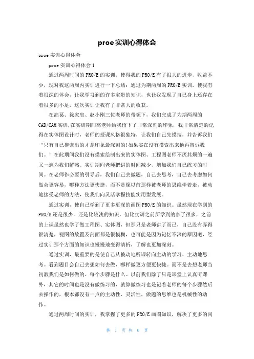 proe实训心得体会