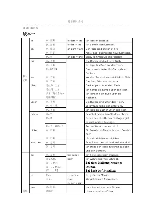 德语介词归纳