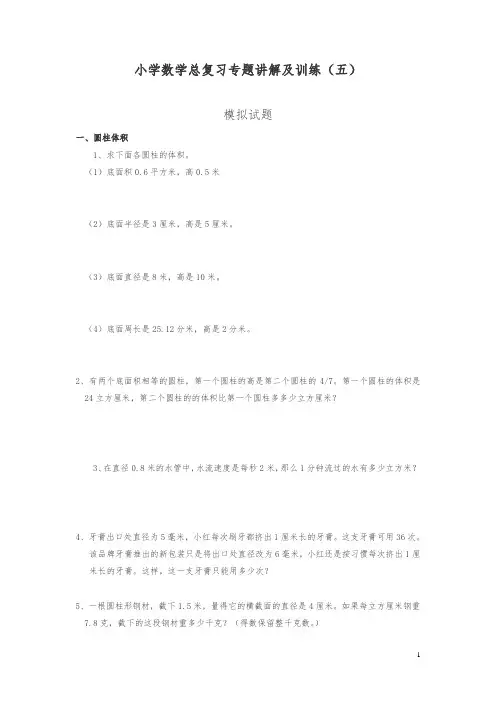 【精品】人教版小升初总复习数学归类讲解及训练(中-含答案)
